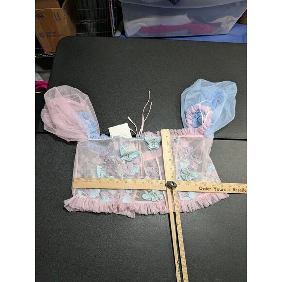 NWT  Fairy Tong London Blue and Pink Fairytale Handmade Crop Top Women's Large - Picture 6 of 6